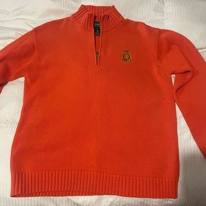 Vintage Lauren Ralph Lauren Orange Quarter Zip Pullover Sweater Embroider Crest